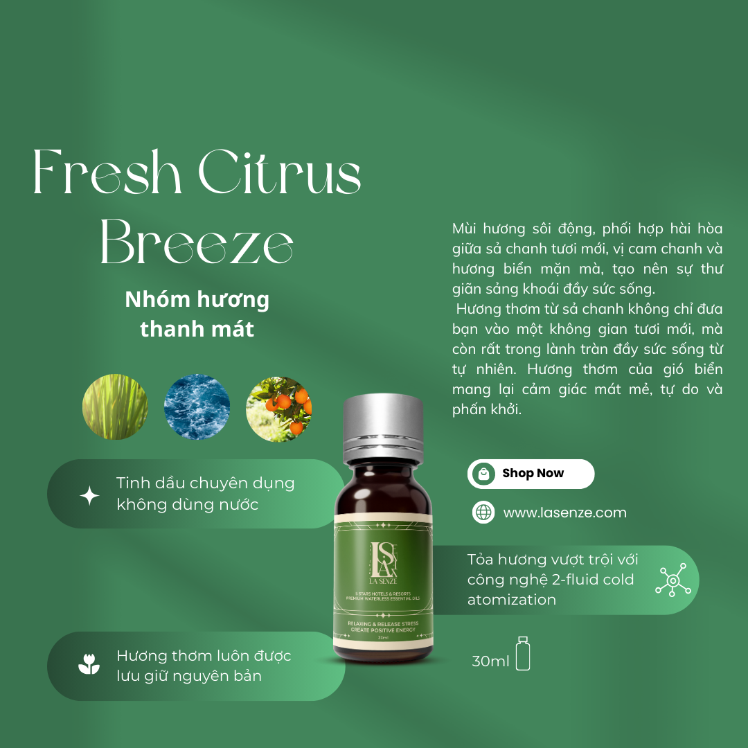  Tinh Dầu Khách Sạn 5 Sao Cho Máy Khuếch Tán Chuyên Nghiệp 30ML - LA SENZE Premium Waterless Essential Oils 