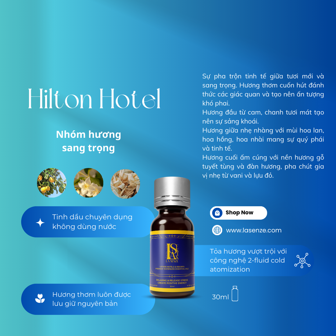  Tinh Dầu Khách Sạn 5 Sao Cho Máy Khuếch Tán Chuyên Nghiệp 30ML - LA SENZE Premium Waterless Essential Oils 