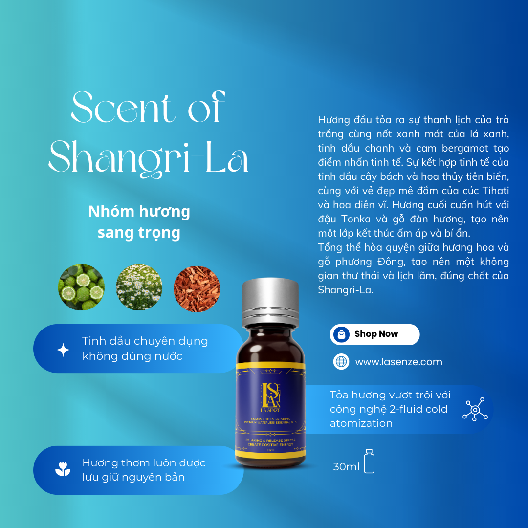  Tinh Dầu Khách Sạn 5 Sao Cho Máy Công Nghiệp 30ML - LA SENZE Premium Waterless Essential Oils 