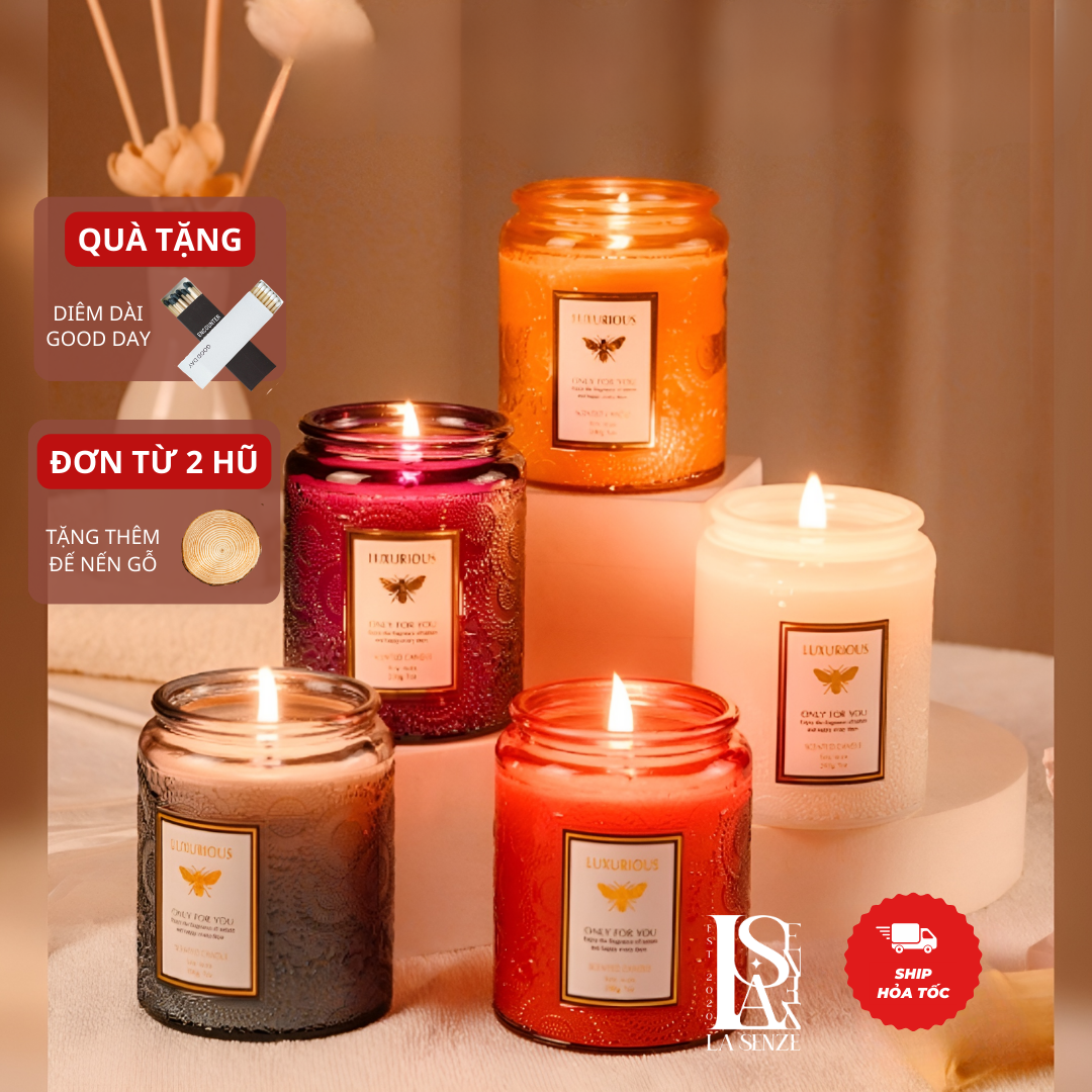  Nến Thơm Tinh Dầu LUXURIOUS COLLECTION - Hủ Pha Lê Vân Nổi Sang Trọng 
