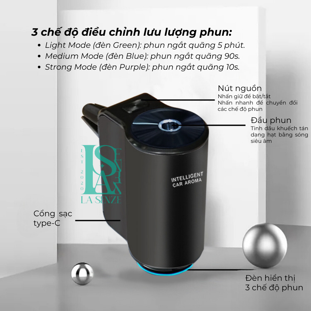  Máy Phun Tinh Dầu Ô Tô Xe Hơi Thông Minh Intelligent Car Aroma - Start & Stop Engine 