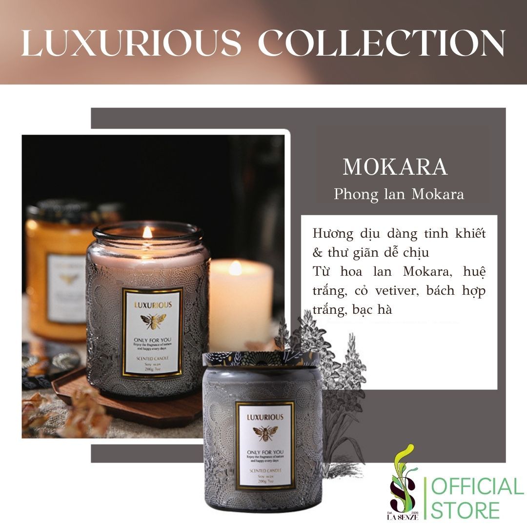  Nến Thơm Tinh Dầu LUXURIOUS COLLECTION - Hủ Pha Lê Vân Nổi Sang Trọng 