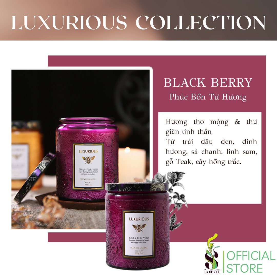  Nến Thơm Tinh Dầu LUXURIOUS COLLECTION - Hủ Pha Lê Vân Nổi Sang Trọng 