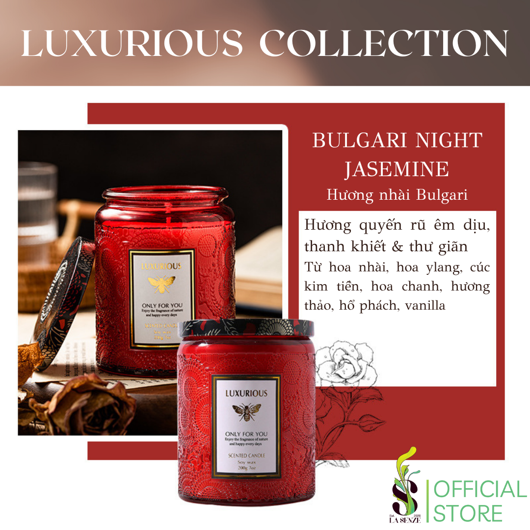  Nến Thơm Tinh Dầu LUXURIOUS COLLECTION - Hủ Pha Lê Vân Nổi Sang Trọng 