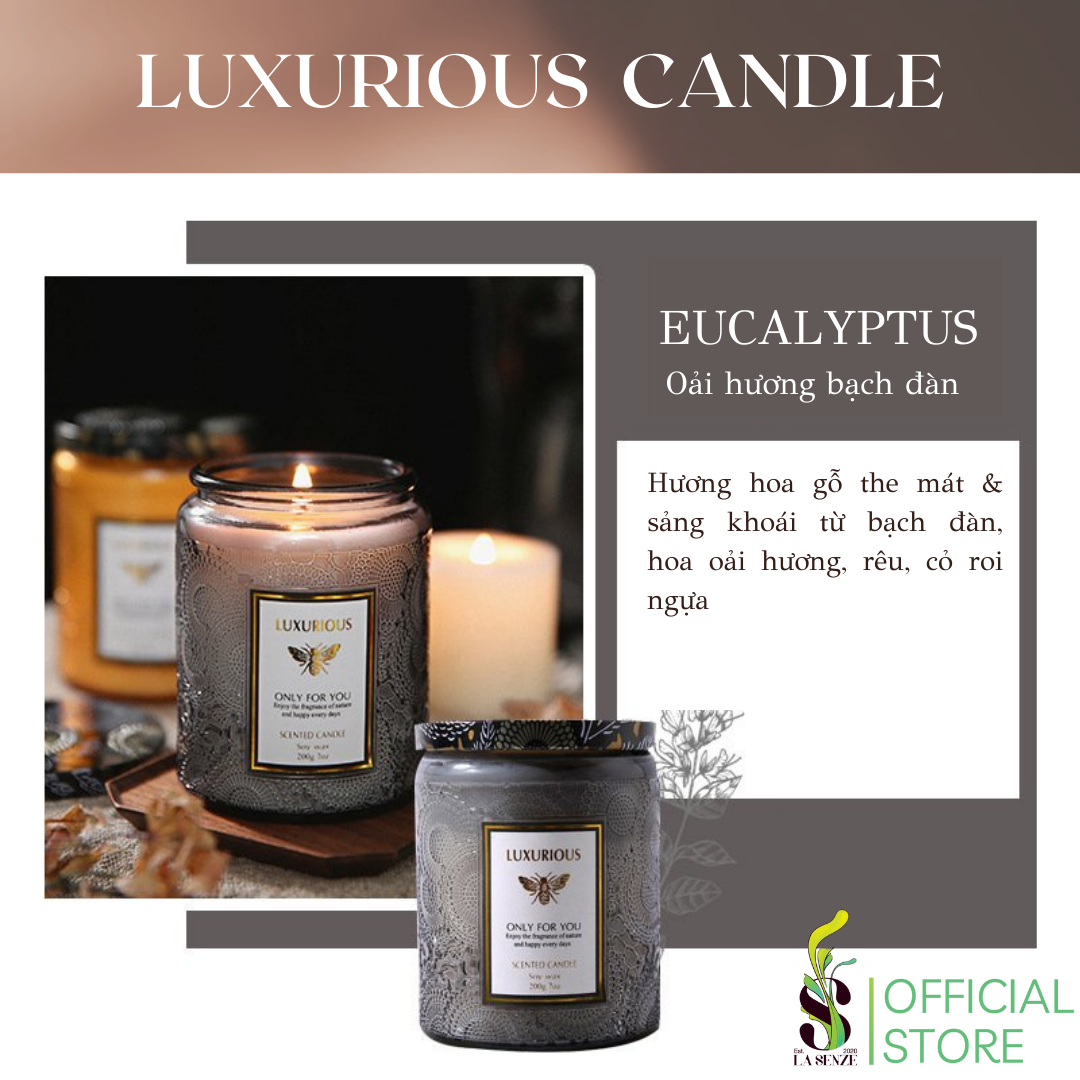  Nến Thơm Tinh Dầu LUXURIOUS COLLECTION - Hủ Pha Lê Vân Nổi Sang Trọng 