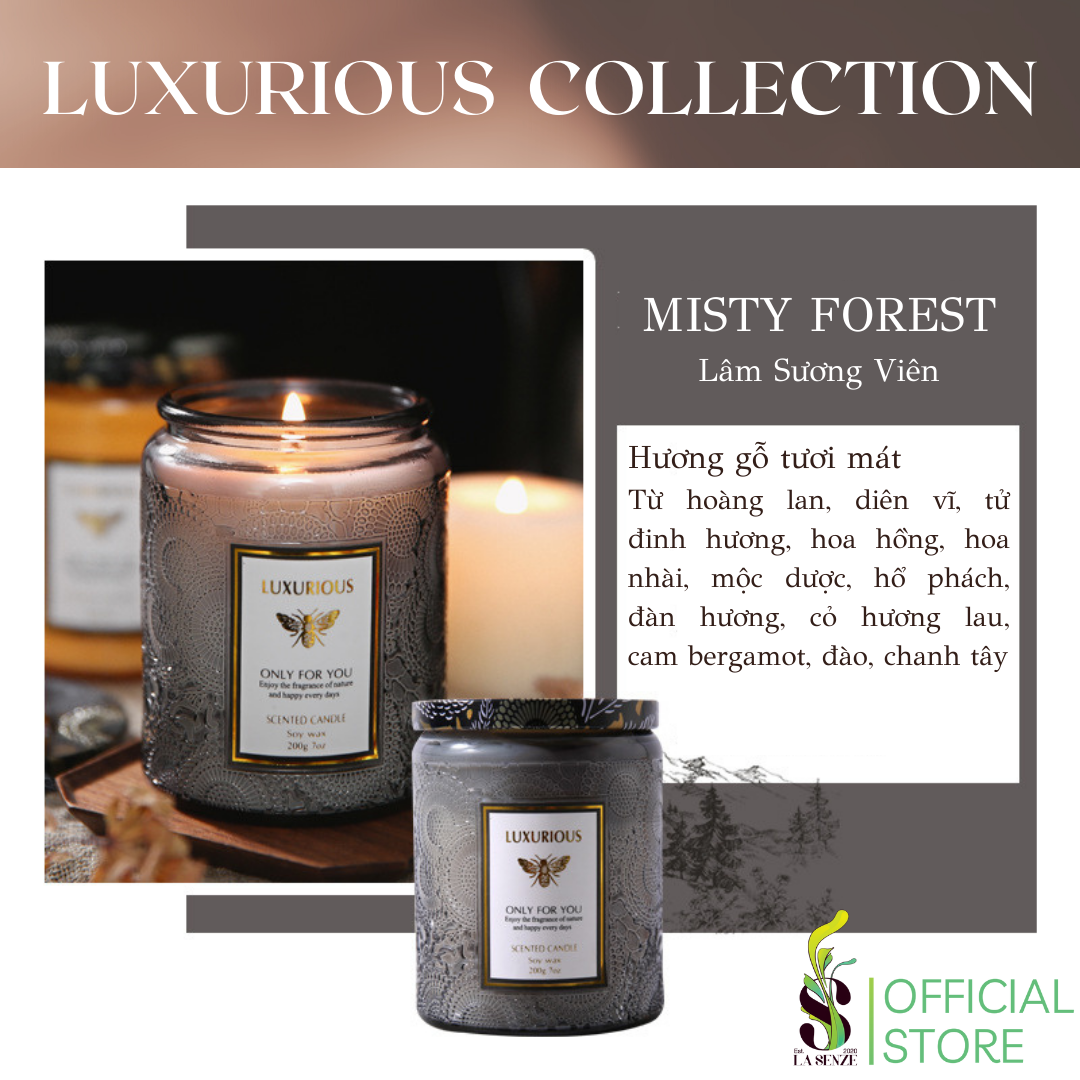  Nến Thơm Tinh Dầu LUXURIOUS COLLECTION - Hủ Pha Lê Vân Nổi Sang Trọng 