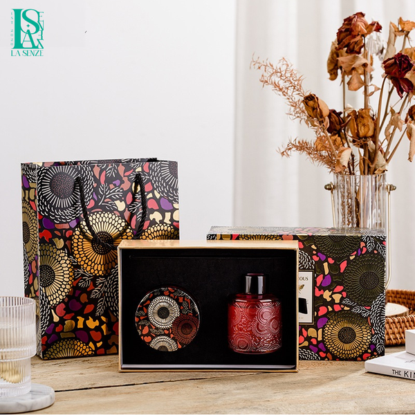  Set Nến Thơm & Tinh Dầu Thơm Phòng Khuếch Tán Hũ Pha Lê Vân Nổi LUXURIOUS COLLECTION 