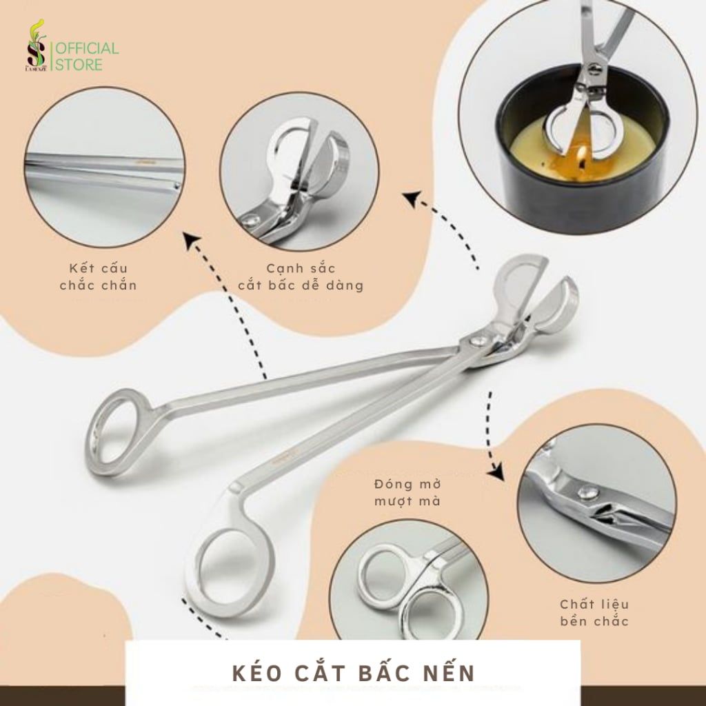  Bộ Phụ Kiện Chăm Sóc Nến Thơm Khều, Chuông, Khay, Kéo Cắt Bấc Cao Cấp 