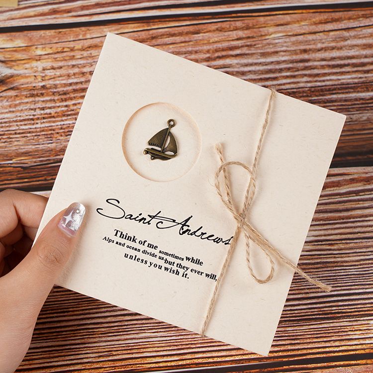  Thiệp Quà Tặng Phong Cách Vintage Đính Huy Hiệu Đồng Siêu Chất 