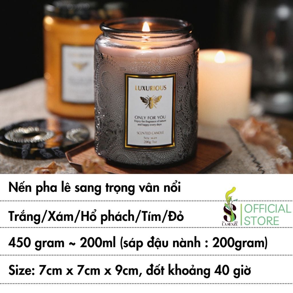  Nến Thơm Tinh Dầu LUXURIOUS COLLECTION - Hủ Pha Lê Vân Nổi Sang Trọng 
