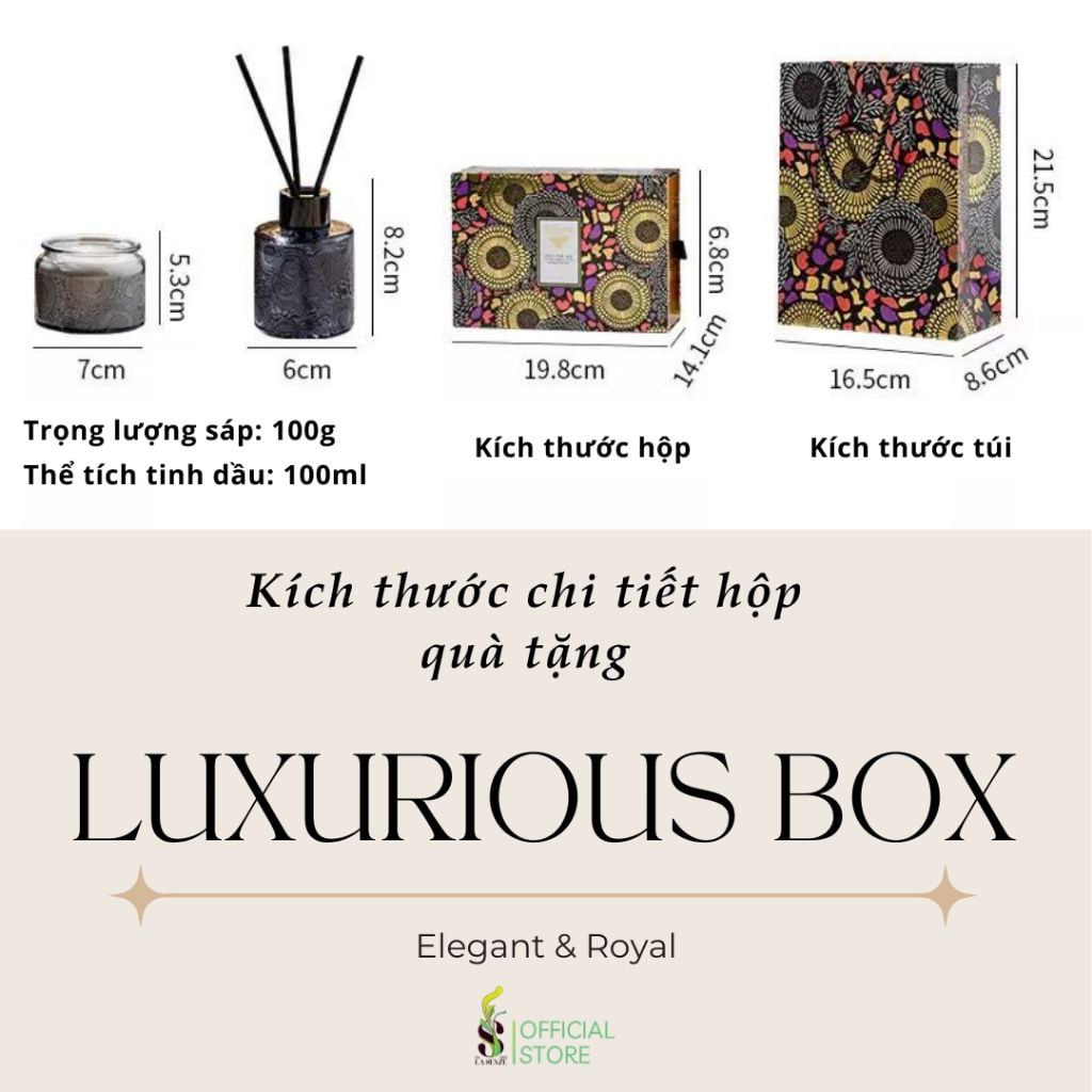  Set Nến Thơm & Tinh Dầu Thơm Phòng Khuếch Tán Hũ Pha Lê Vân Nổi LUXURIOUS COLLECTION 