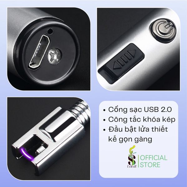 Phụ Kiện Đốt Nến Thơm Sạc Điện USB Xoay 360 Độ Tiện Lợi An Toàn 