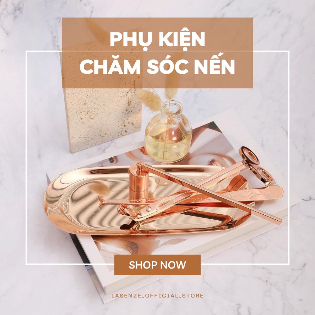  Bộ Phụ Kiện Chăm Sóc Nến Thơm Khều, Chuông, Khay, Kéo Cắt Bấc Cao Cấp 