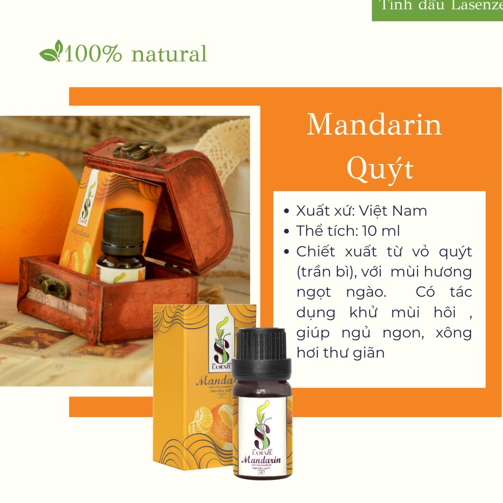  Tinh Dầu Quýt Mandarin 100% Thiên Nhiên (Hàng Thật Không Pha) 