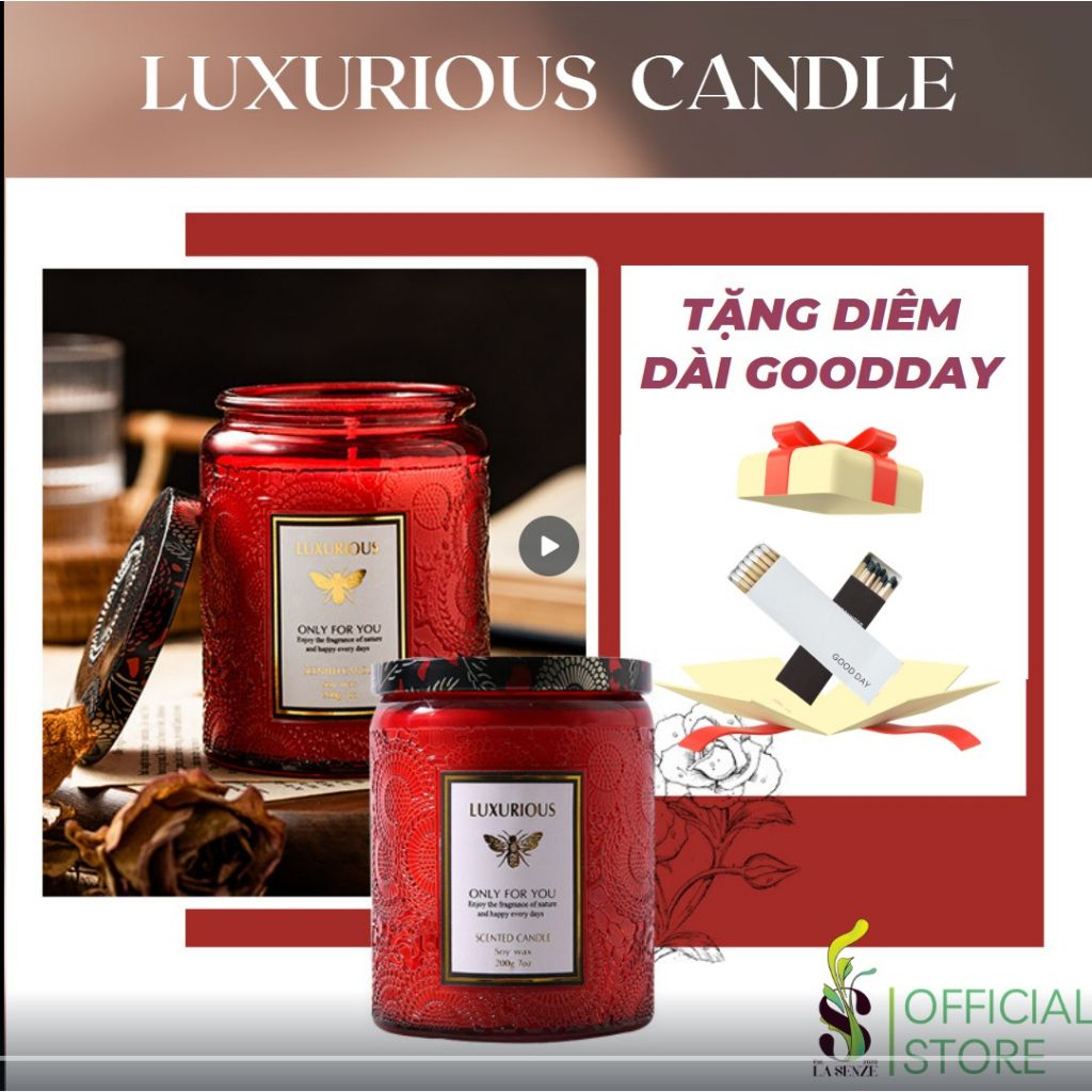  Nến Thơm Tinh Dầu LUXURIOUS COLLECTION - Hủ Pha Lê Vân Nổi Sang Trọng 