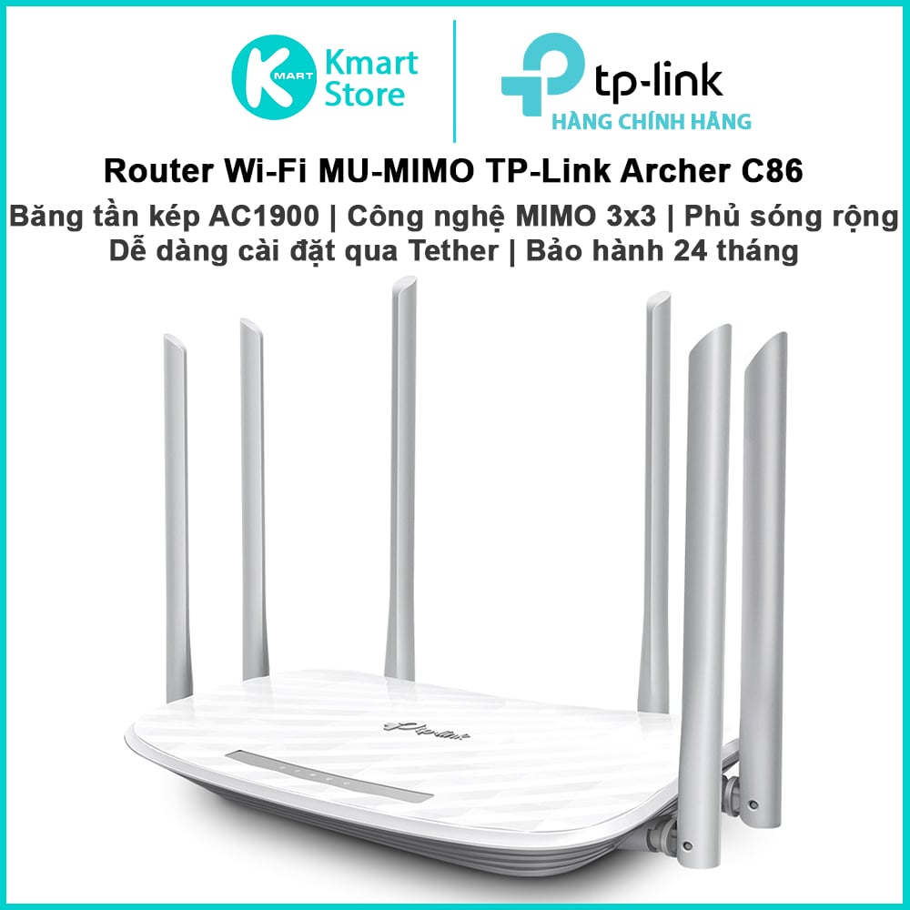 C86 Router Bộ phát WIFI Router TP-Link Archer C86 | Băng tần kép AC1900 | Công ng