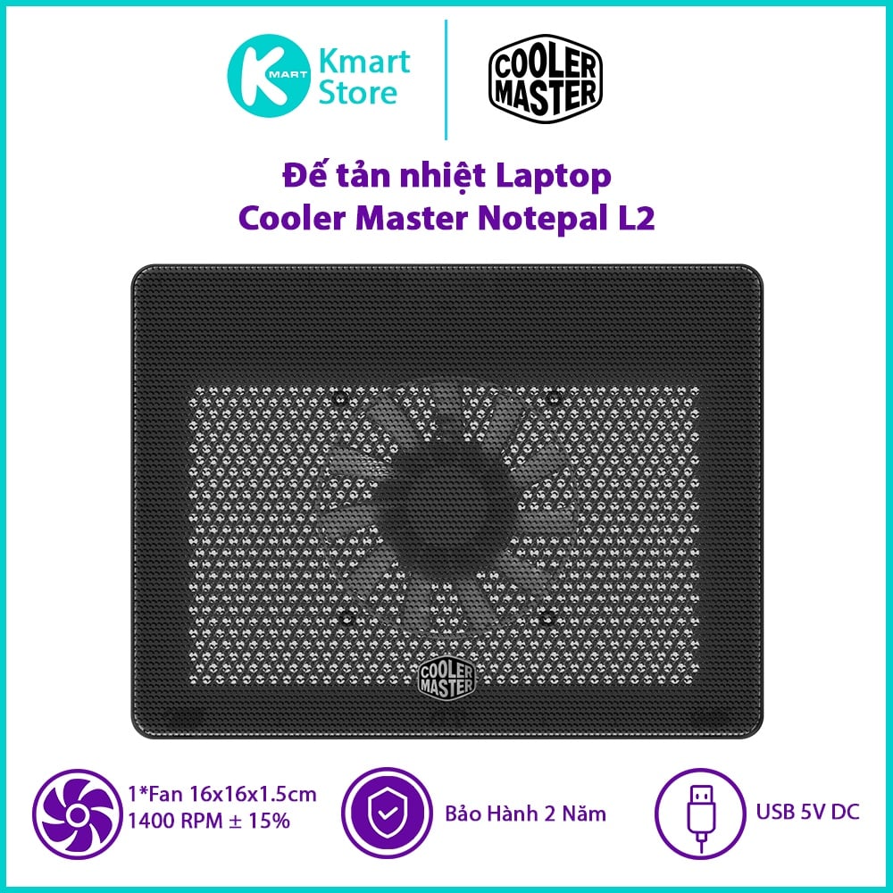 Notepal L2 Rpm Đế tản nhiệt laptop Cooler Master NOTEPAL L2 - Hàng Chính Hãng
