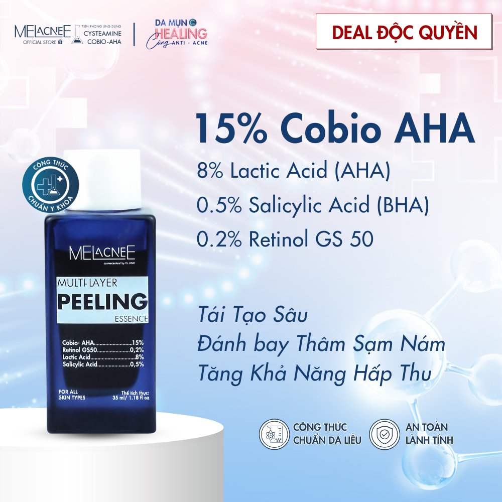 Tinh Chất Peel Cobio AHA Tác Động Đa Tầng MELacneE Multi-Layer Peeling Essence