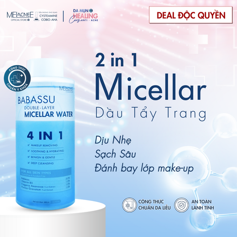 Nước Tẩy Trang 2 Tầng Dành Cho Mọi Loại Da MELacneE Babassu Double- Layer Micellar Water