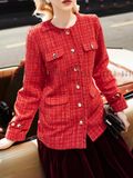  Set áo tweed đỏ dài tay 