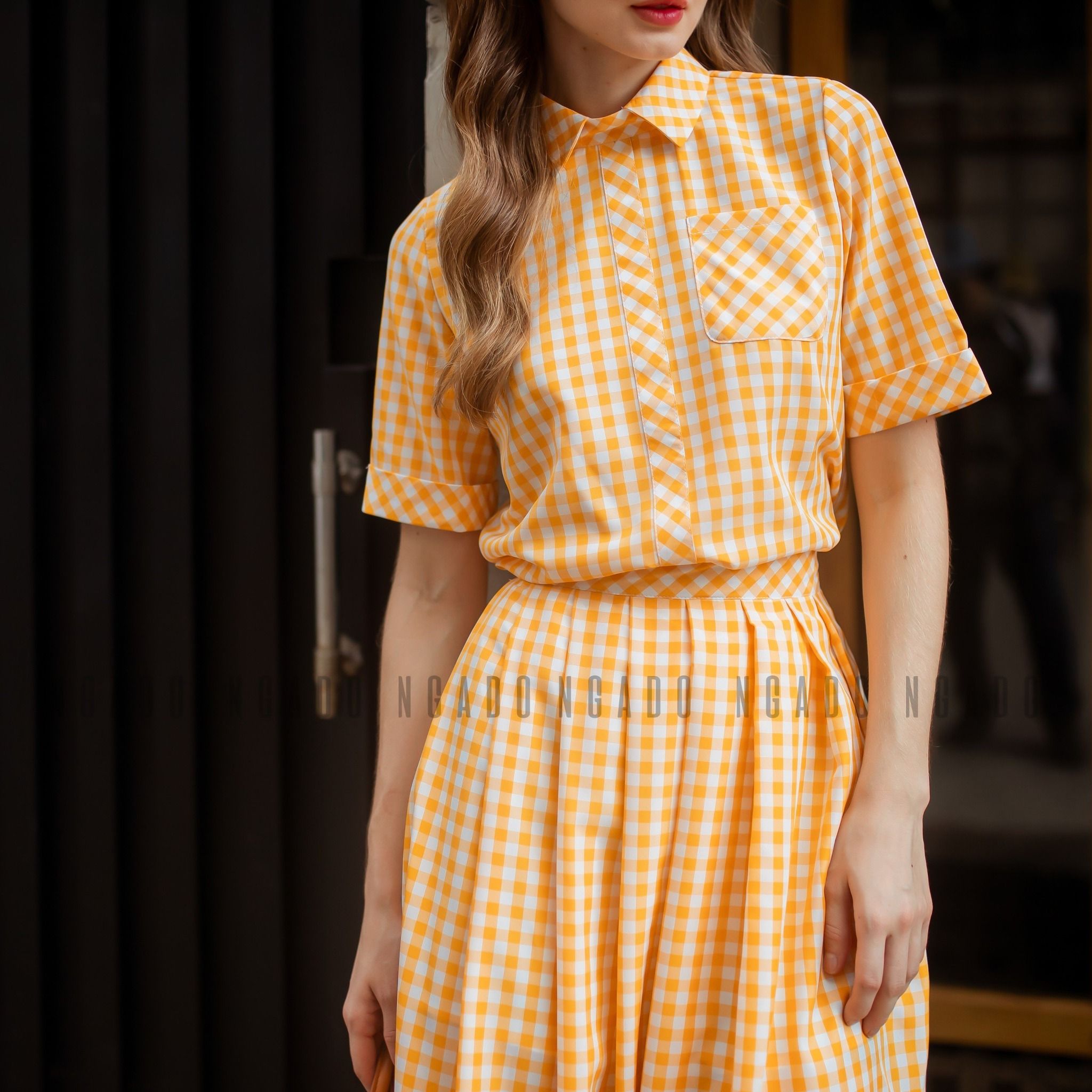 Set sơ mi caro vàng – NGADO