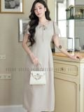  Đầm nude kem cổ giọt nước 