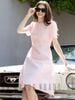  Đầm taffeta gấm hồng 