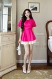  Set áo quần hồng sen cổ tròn 