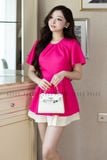  Set áo quần hồng sen cổ tròn 