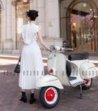  Set áo váy trắng dập ly 