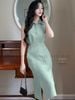 Đầm mint eo xếp ly