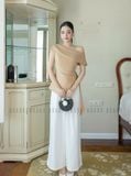  Set áo quần nude trắng lệch vai 