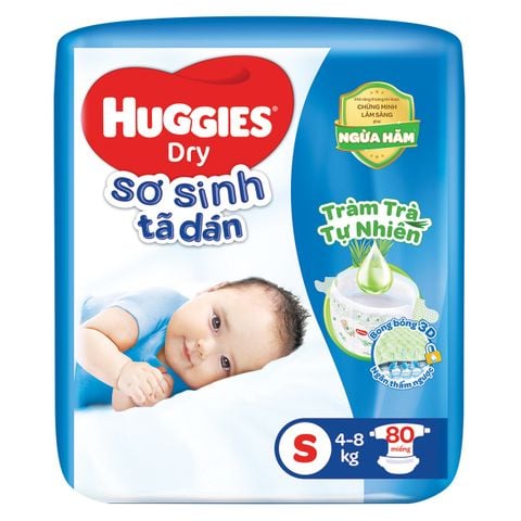 Bỉm - Tã dán Huggies Size S80 miếng (Cho bé từ 4-8kg)