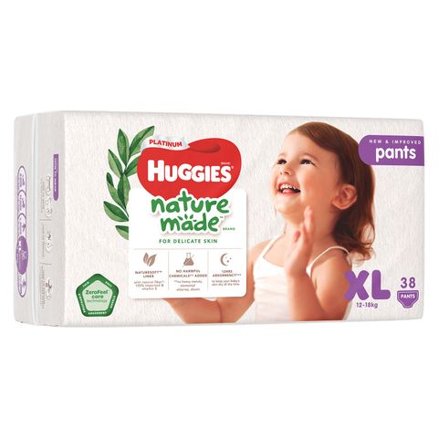 Bỉm - Tã quần Huggies Nature siêu cao cấp size XL 38 miếng (cho bé 12-18kg)