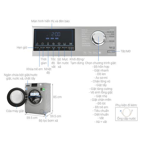  Máy giặt Aqua Inverter 10.5 KG AQD-D1050F.S 