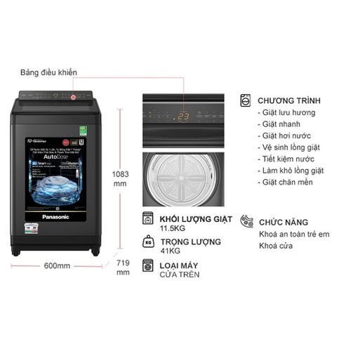  Máy giặt PANASONIC Inverter 11.5 Kg NA FD115W3BV 