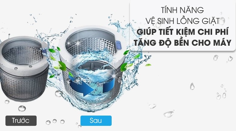 Vệ sinh lồng giặt tự động - Máy giặt Aqua 10 Kg AQW-FR100ET W