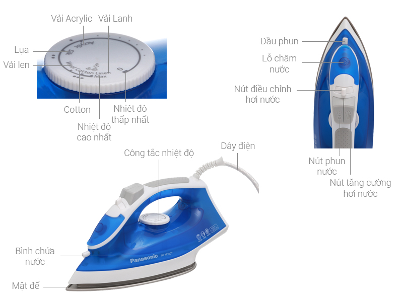 Thông số kỹ thuật Bàn ủi hơi nước Panasonic NI-M300TARA