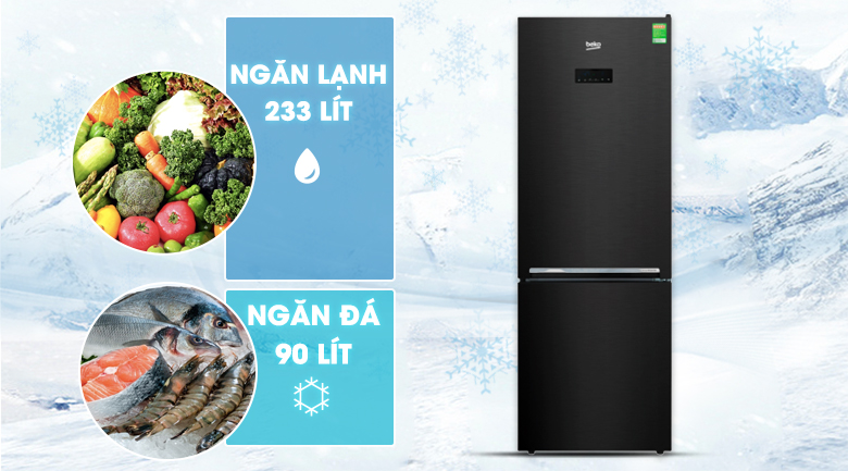 Tủ lạnh Beko Inverter 323 lít RCNT340E50VZWB - dung tích 323 lít, phù hợp gia đình 4 người Tủ lạnh Beko Inverter 323 lít RCNT340E50VZWB - dung tích 323 lít, phù hợp gia đình 4 người