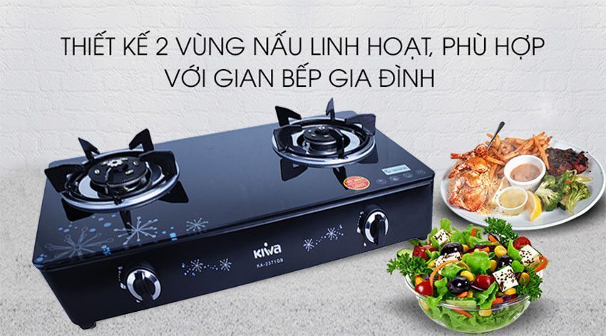 Bếp gas Kiwa KA-2371GB với thiết kế sang trọng