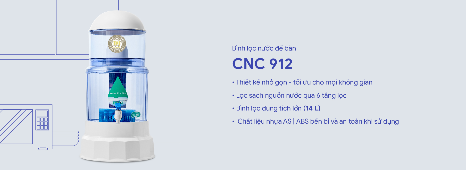 Bình lọc nước để bàn CNC912