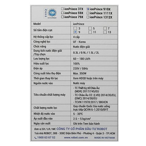  Máy lọc nước điện giải ion kiềm ROBOT IonPrince 910 