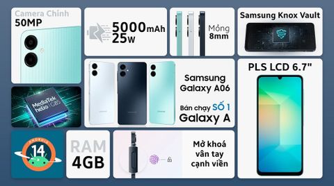  Điện thoại di động Samsung Galaxy A06 (4GB/128GB) 