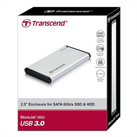  Box ổ cứng di động 2.5″ Transcend StoreJet® 25S3 