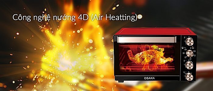 Công nghệ nướng 4D của lò nướng thùng Osaka TO-35-LR