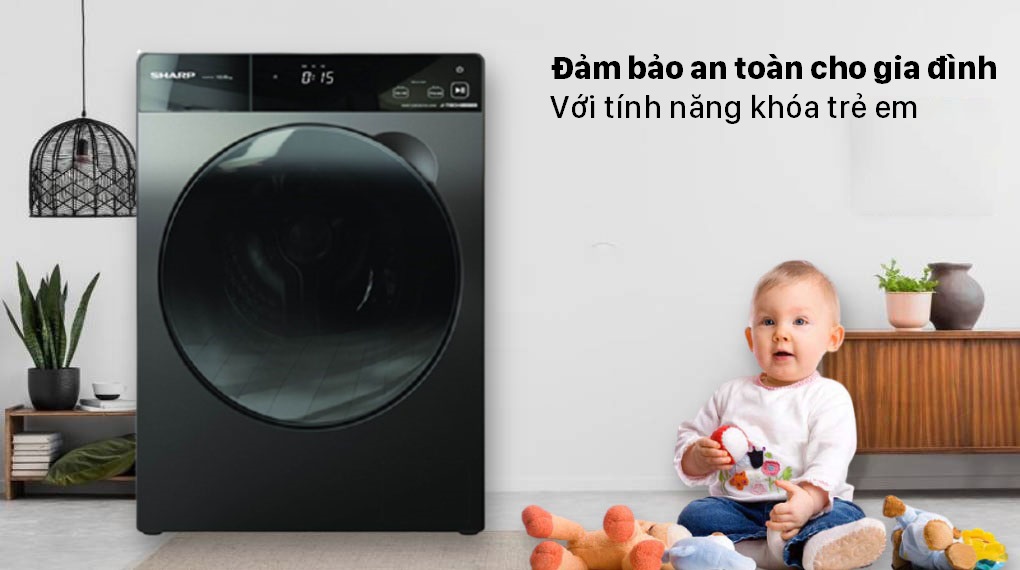 Máy giặt Sharp lồng ngang 8,5 Kg ES-FK852SV-G