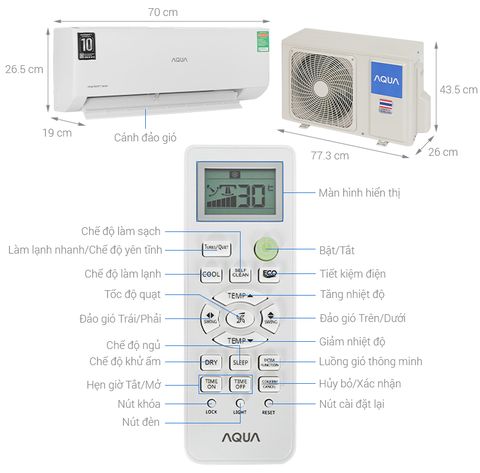  Máy lạnh AQUA Inverter AQA RV10ME (1.0 HP) 