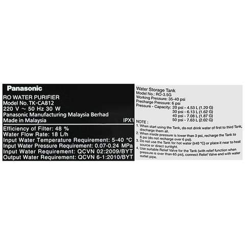  Máy lọc nước RO PANASONIC 6 lõi TK-CA812M-VN 