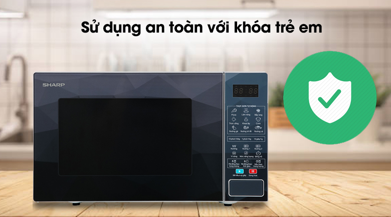 Lò vi sóng Sharp R-G378VN-CS 23 lít - Sử dụng an toàn với khóa trẻ em