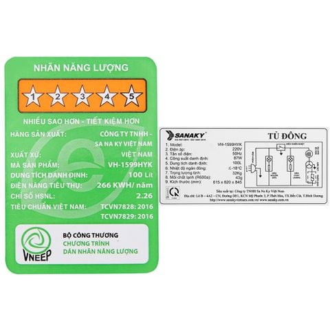  Tủ đông SANAKY VH-1599HYK (100 Lít) 